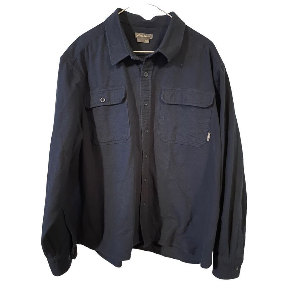 Eddie Bauer Mens Blue Long-Sleeve Button-Down Flannel Shirt Extra Large